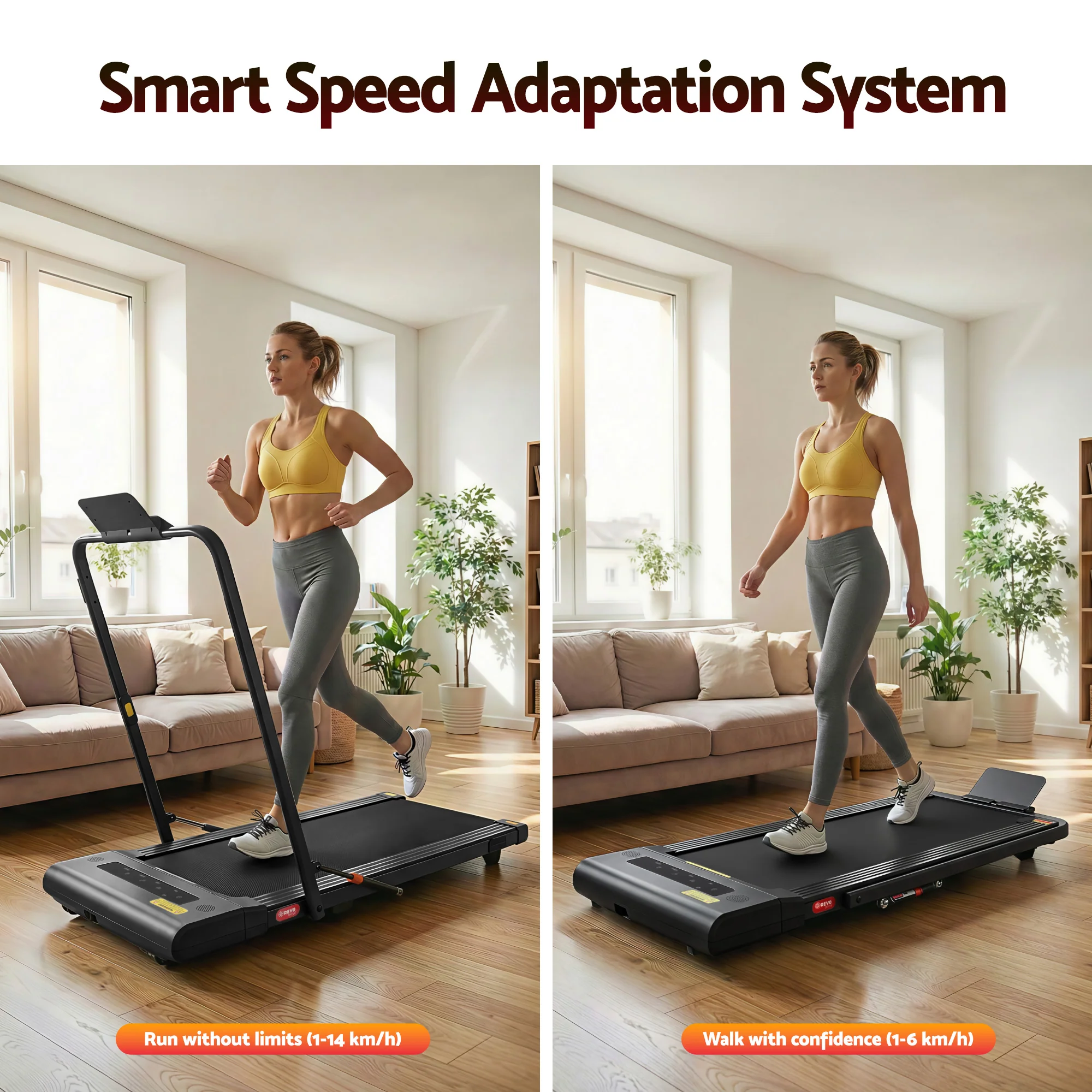 EVERFIT Walking Pad Treadmill 2 IN 1 Foldable 400mm Belt Black - Image 4