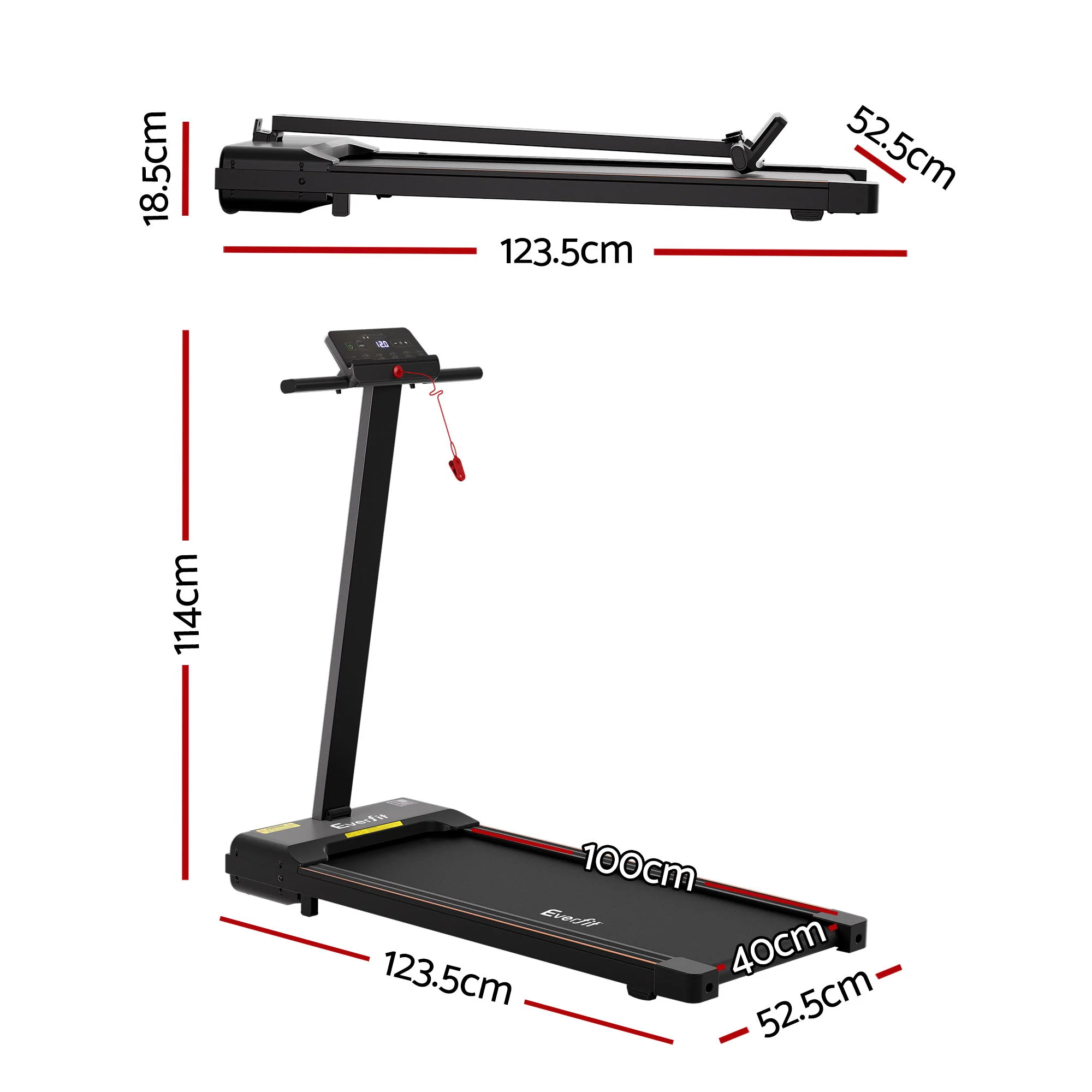 Everfit Walking Pad Treadmill 2 in 1 Foldable for Home Gym 40cm Wide Belt 12 Programs with App - Image 2