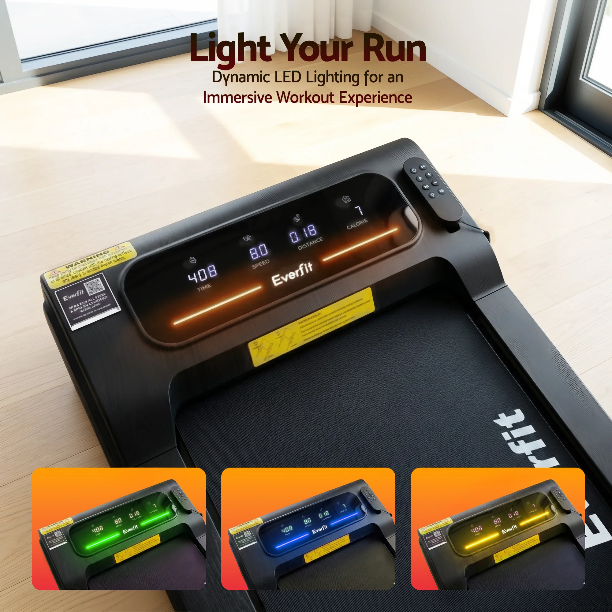 Everfit Walking Pad Treadmill 2 in 1 Foldable Under Desk for Home Gym With 38cm Belt With APP - Image 7
