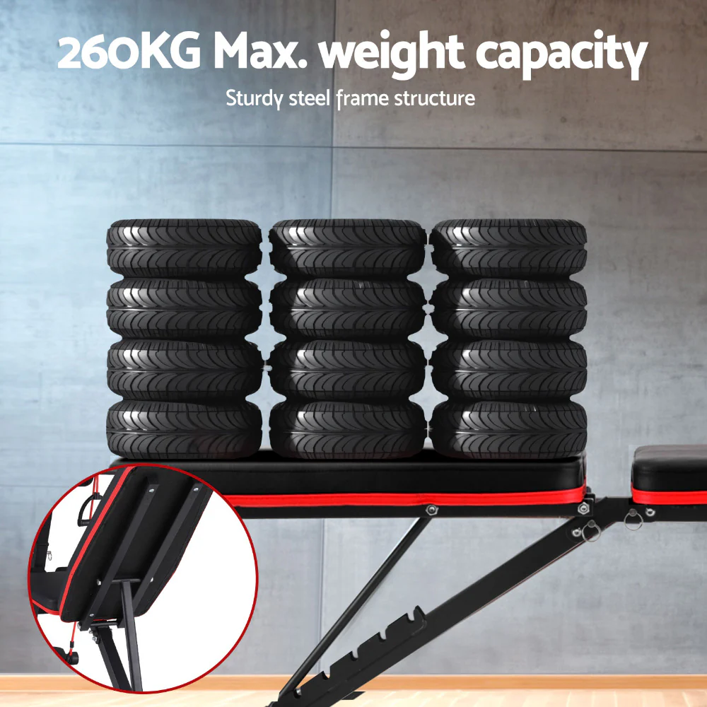 Everfit Weight Bench Adjustable Preacher Curl Bench Press Dumbbell Stool 260kg - Image 7