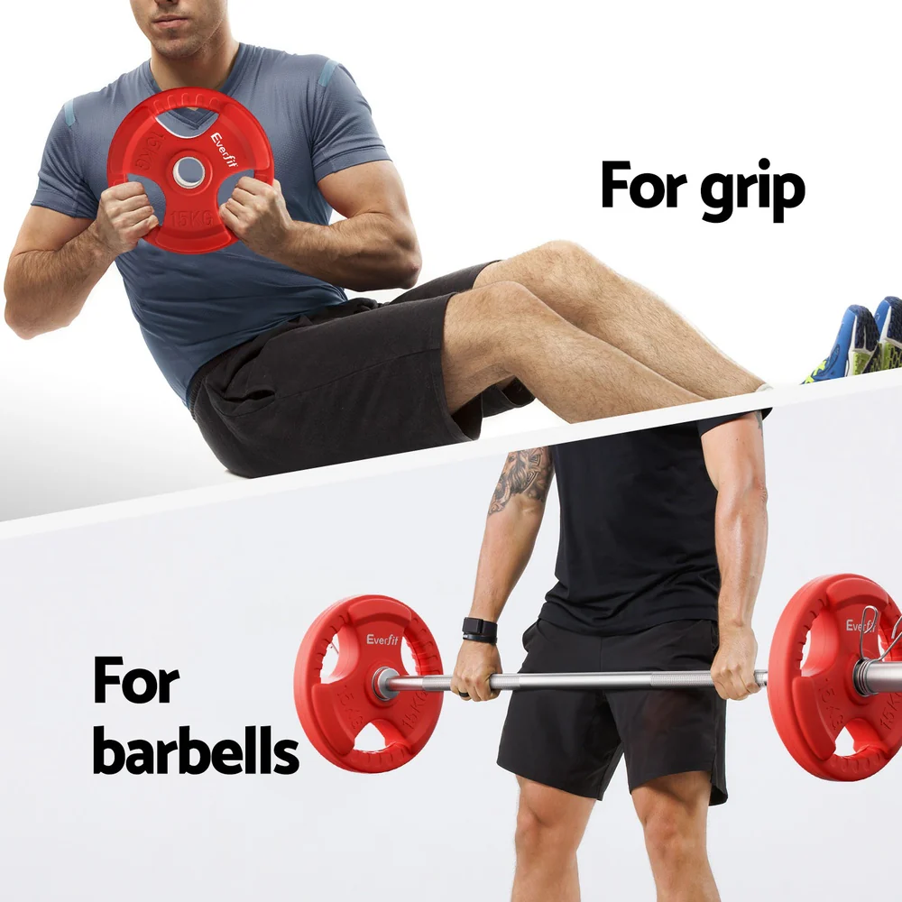 Everfit Weight Plates Standard 15kgx2 Dumbbell Barbell Plate Weight Lifting Home Gym Red - Image 7