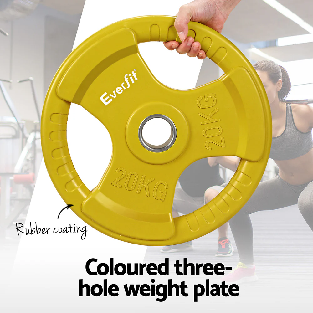 Everfit Weight Plates Standard 20kg Dumbbell Barbell Plate Weight Lifting Home Gym Yellow - Image 5