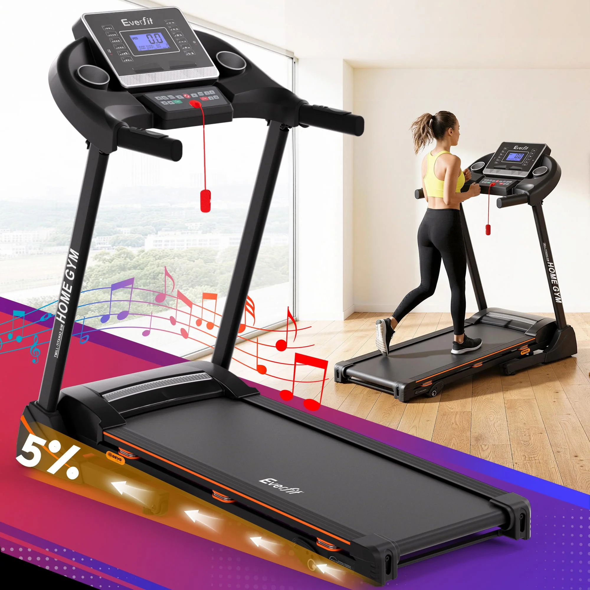 Everfit Treadmill Electric Home Gym Fitness Exercise Machine Hydraulic 420mm - Image 8