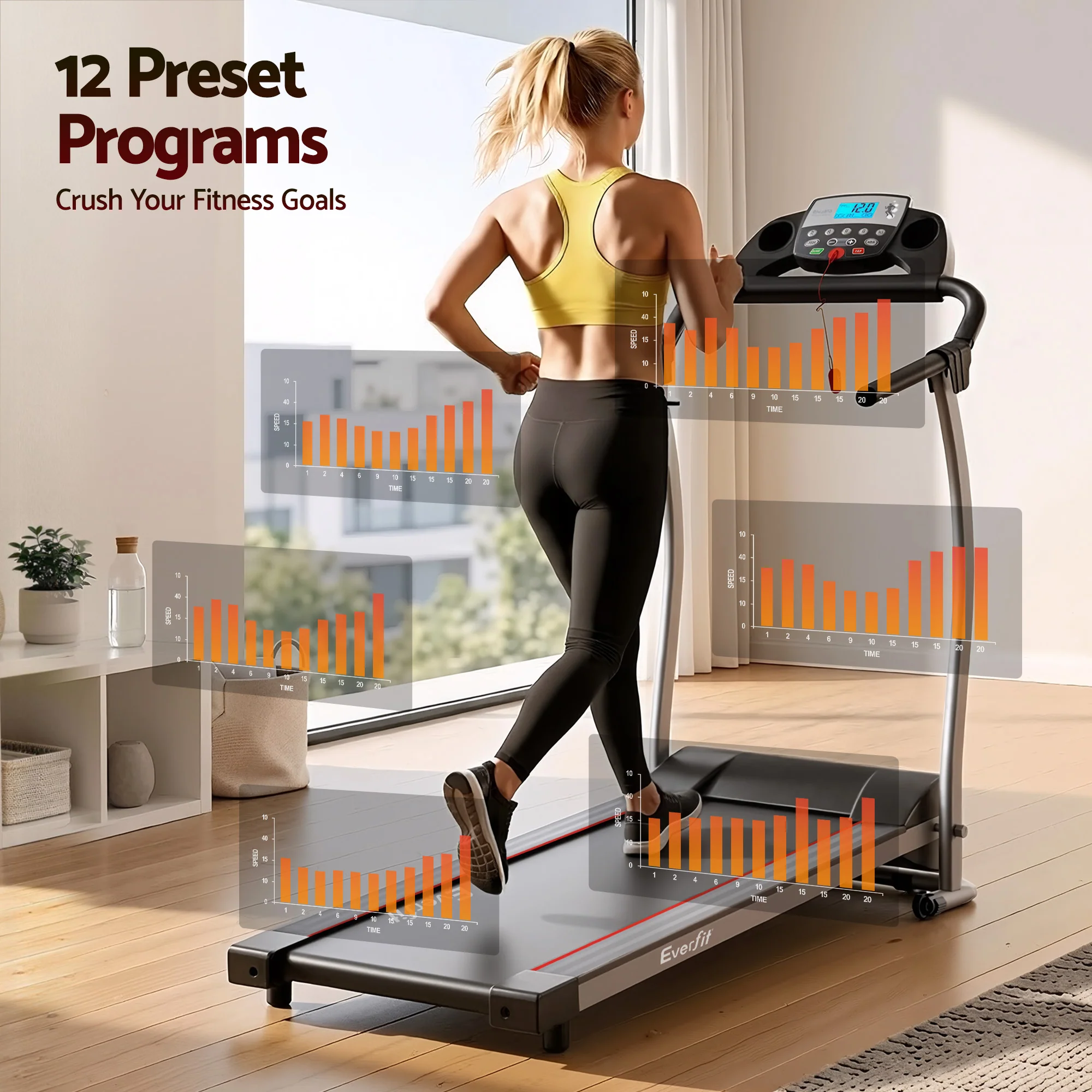 Everfit Treadmill Electric Home Gym Fitness Exercise Machine Foldable 340mm - Image 3