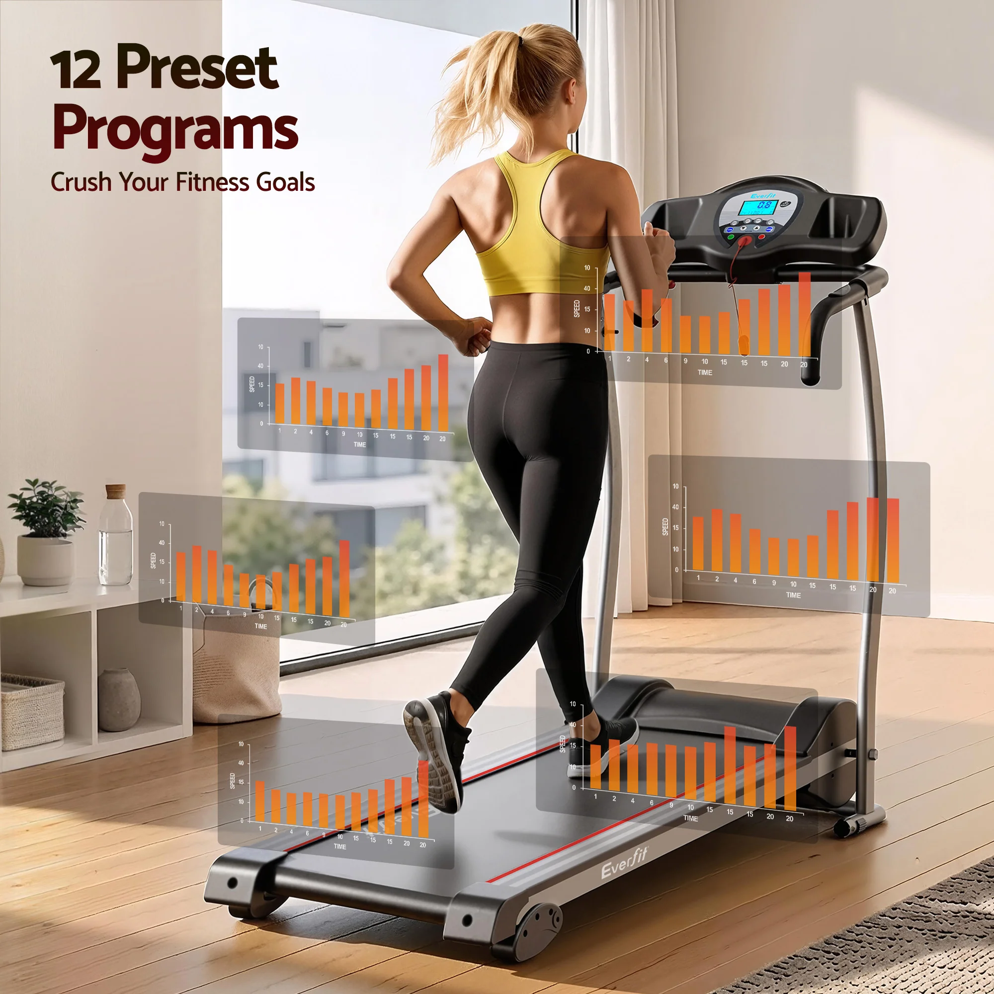 Everfit Treadmill Electric Home Gym Fitness Exercise Machine Foldable 360mm - Image 4