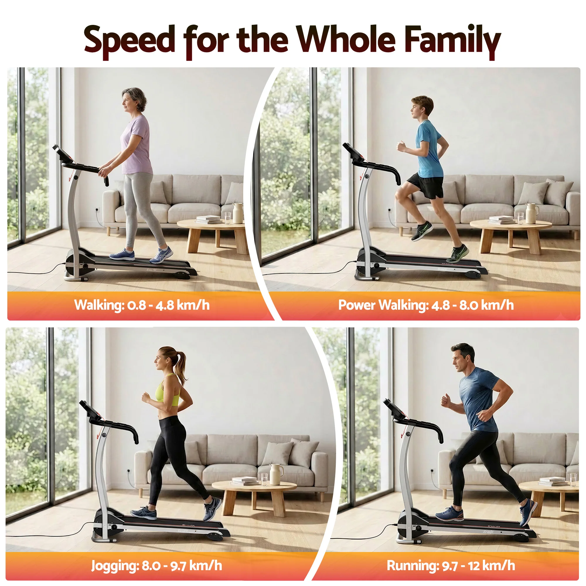 Everfit Treadmill Electric Home Gym Fitness Exercise Machine Foldable 360mm - Image 5