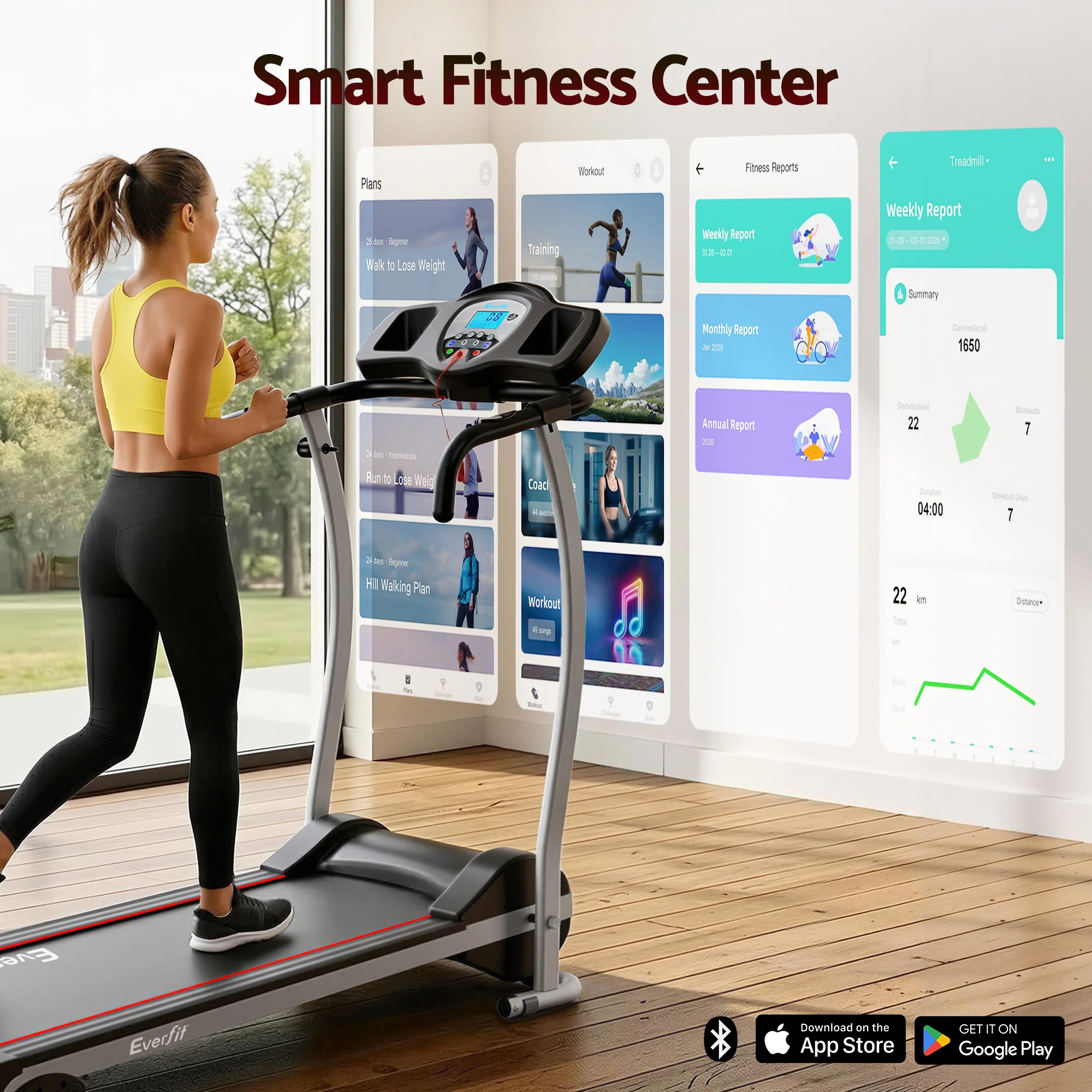 Everfit Treadmill Electric Home Gym Fitness Exercise Machine Foldable 360mm - Image 6